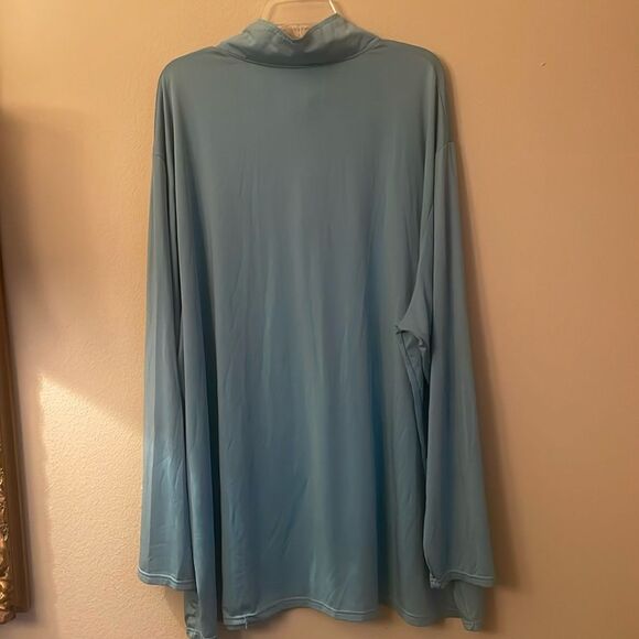 Essentials Men's aqua green Long Sleeve Shirt quarter zip mock neck dri fit 4X - Picture 4 of 5